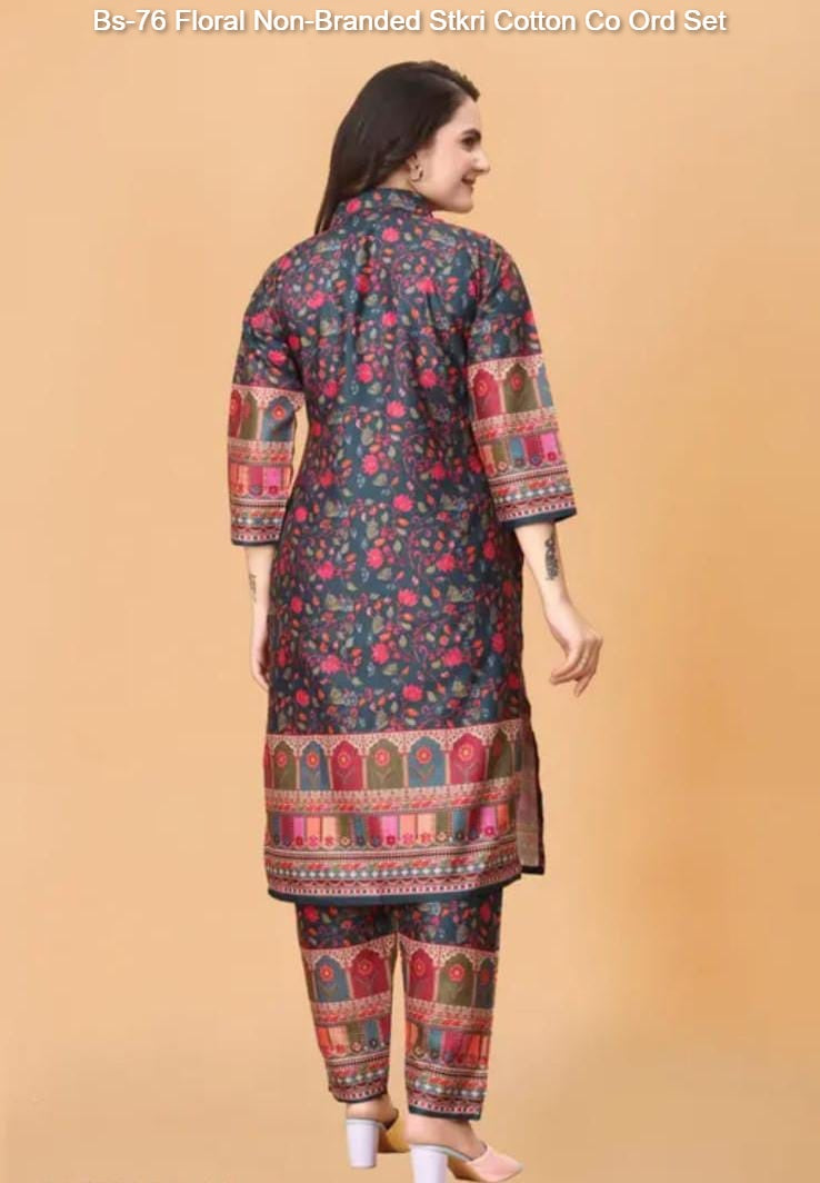 Bs-76 Floral Non-Branded Stkri Cotton Co Ord Set