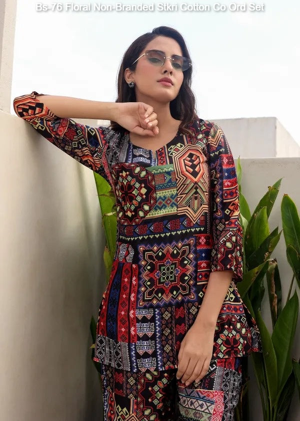 Bs-76 Floral Non-Branded Stkri Cotton Co Ord Set