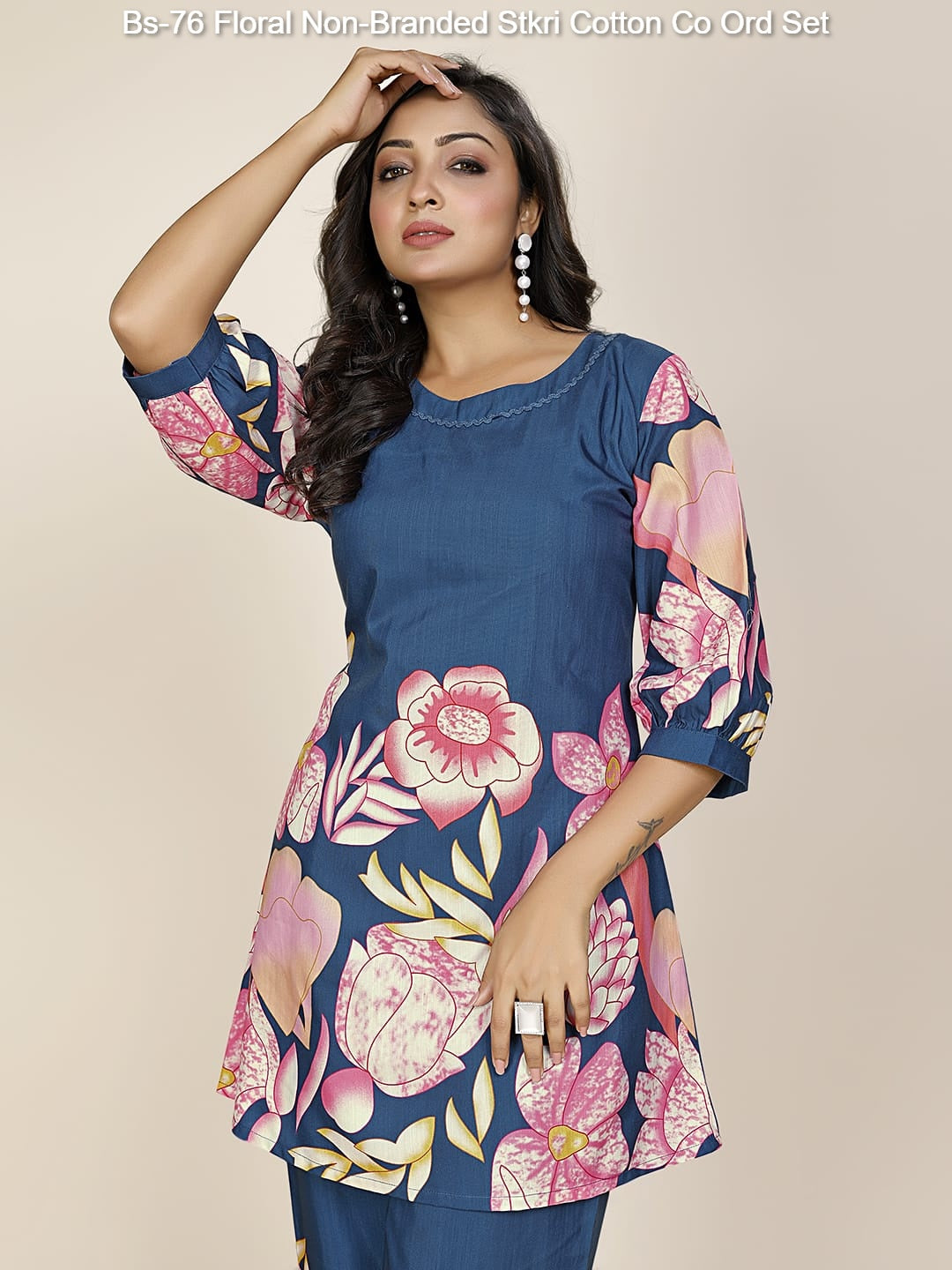Bs-76 Floral Non-Branded Stkri Cotton Co Ord Set