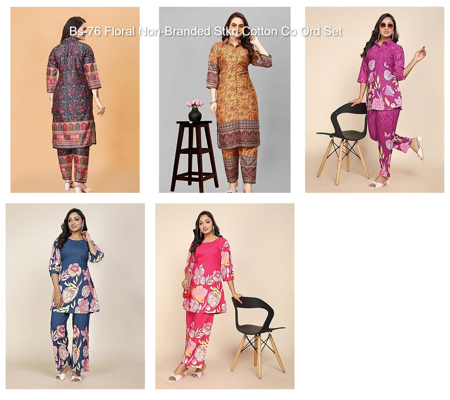 Bs-76 Floral Non-Branded Stkri Cotton Co Ord Set
