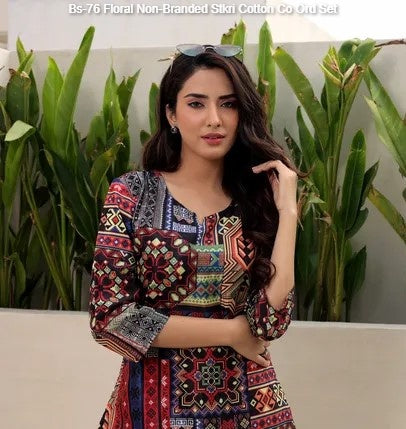 Bs-76 Floral Non-Branded Stkri Cotton Co Ord Set