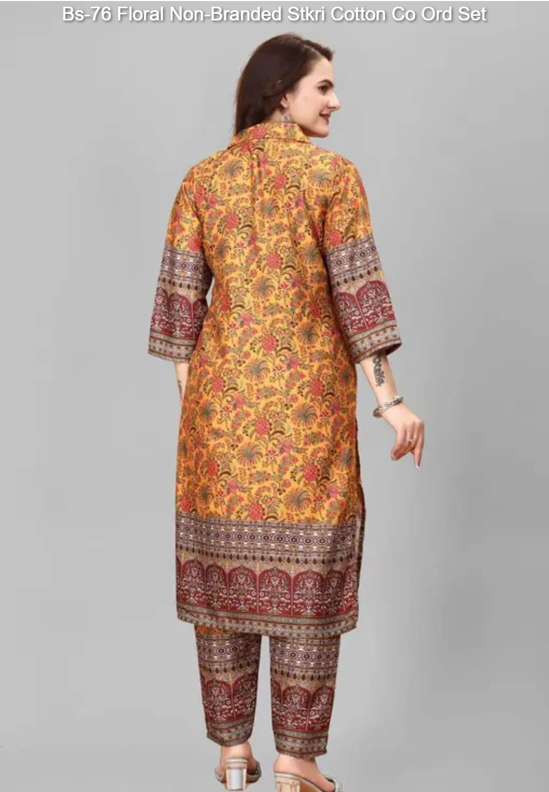Bs-76 Floral Non-Branded Stkri Cotton Co Ord Set
