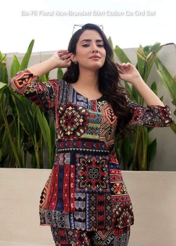Bs-76 Floral Non-Branded Stkri Cotton Co Ord Set
