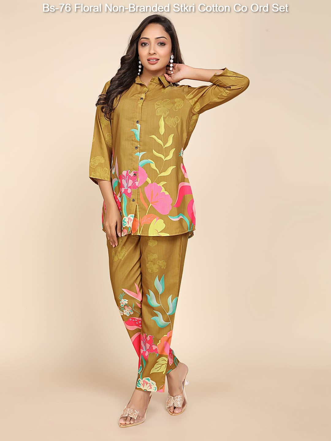 Bs-76 Floral Non-Branded Stkri Cotton Co Ord Set
