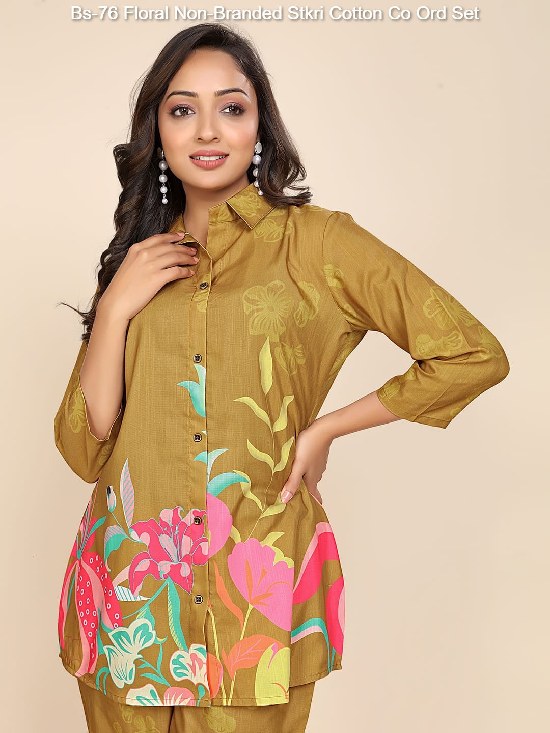 Bs-76 Floral Non-Branded Stkri Cotton Co Ord Set