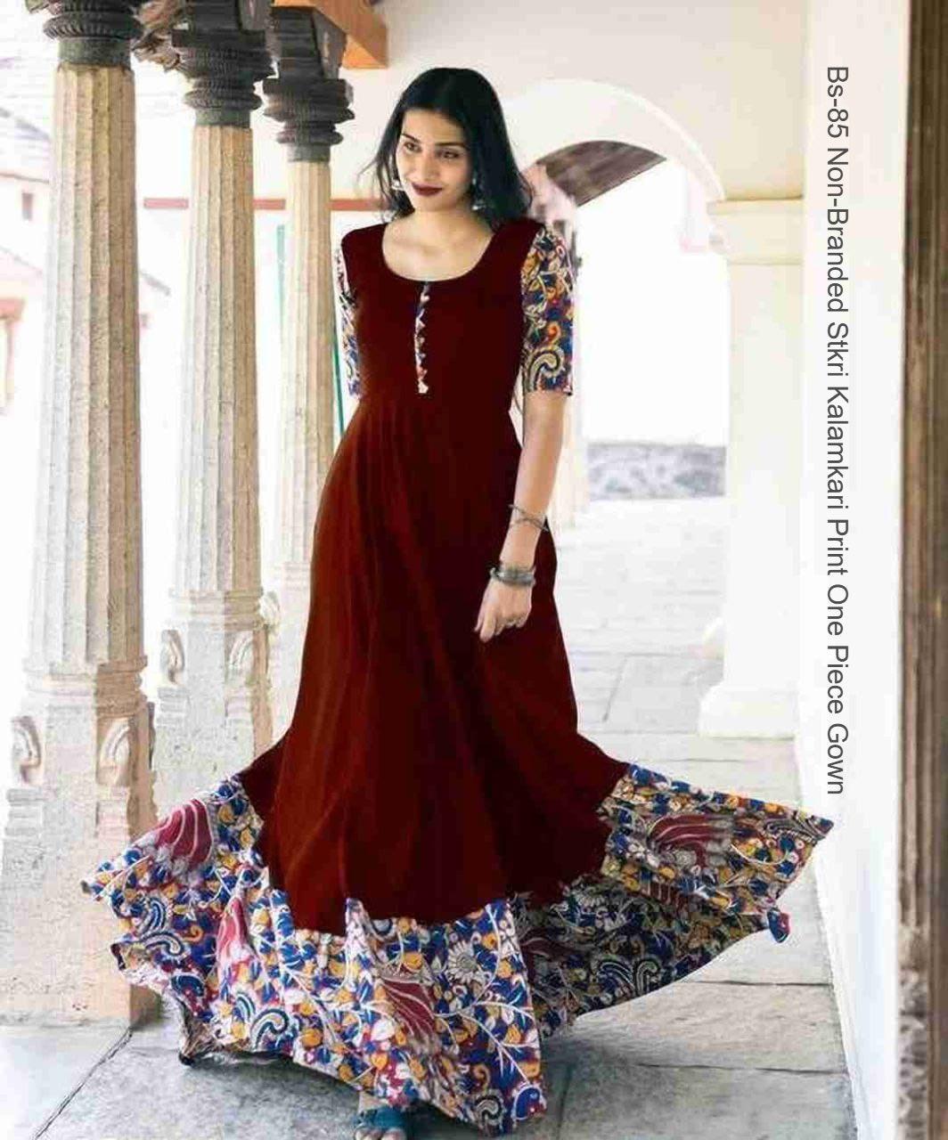 Bs-85 Non-Branded Stkri Kalamkari Print One Piece Gown