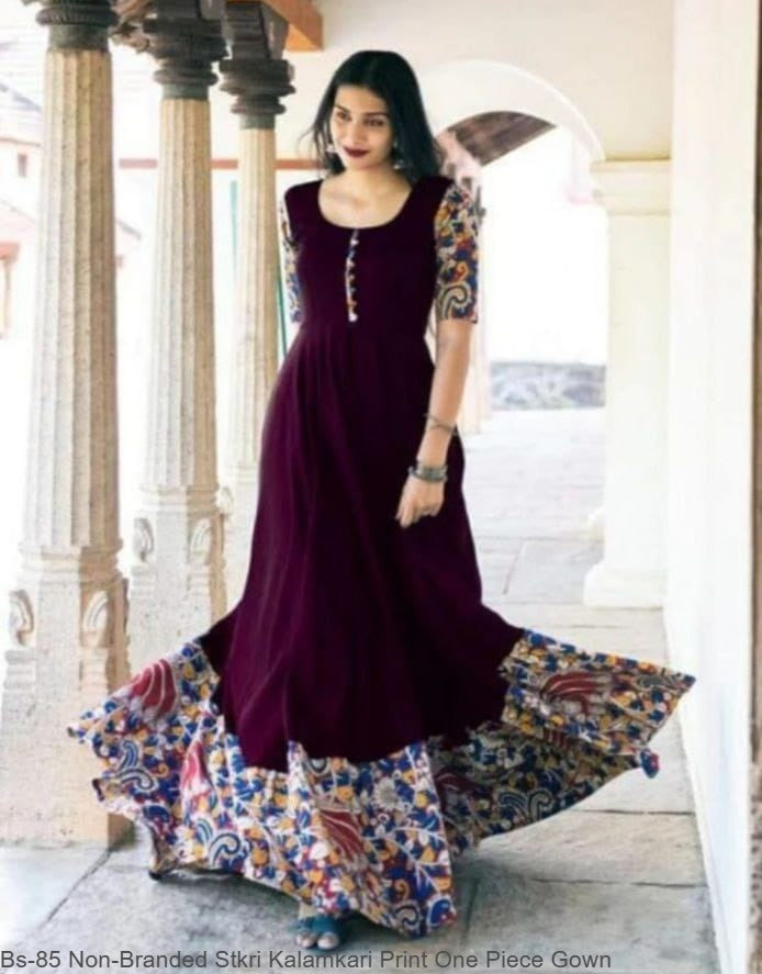 Bs-85 Non-Branded Stkri Kalamkari Print One Piece Gown