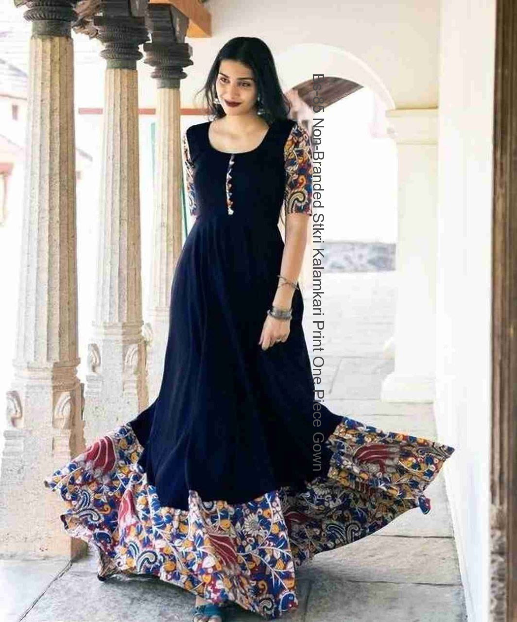 Bs-85 Non-Branded Stkri Kalamkari Print One Piece Gown
