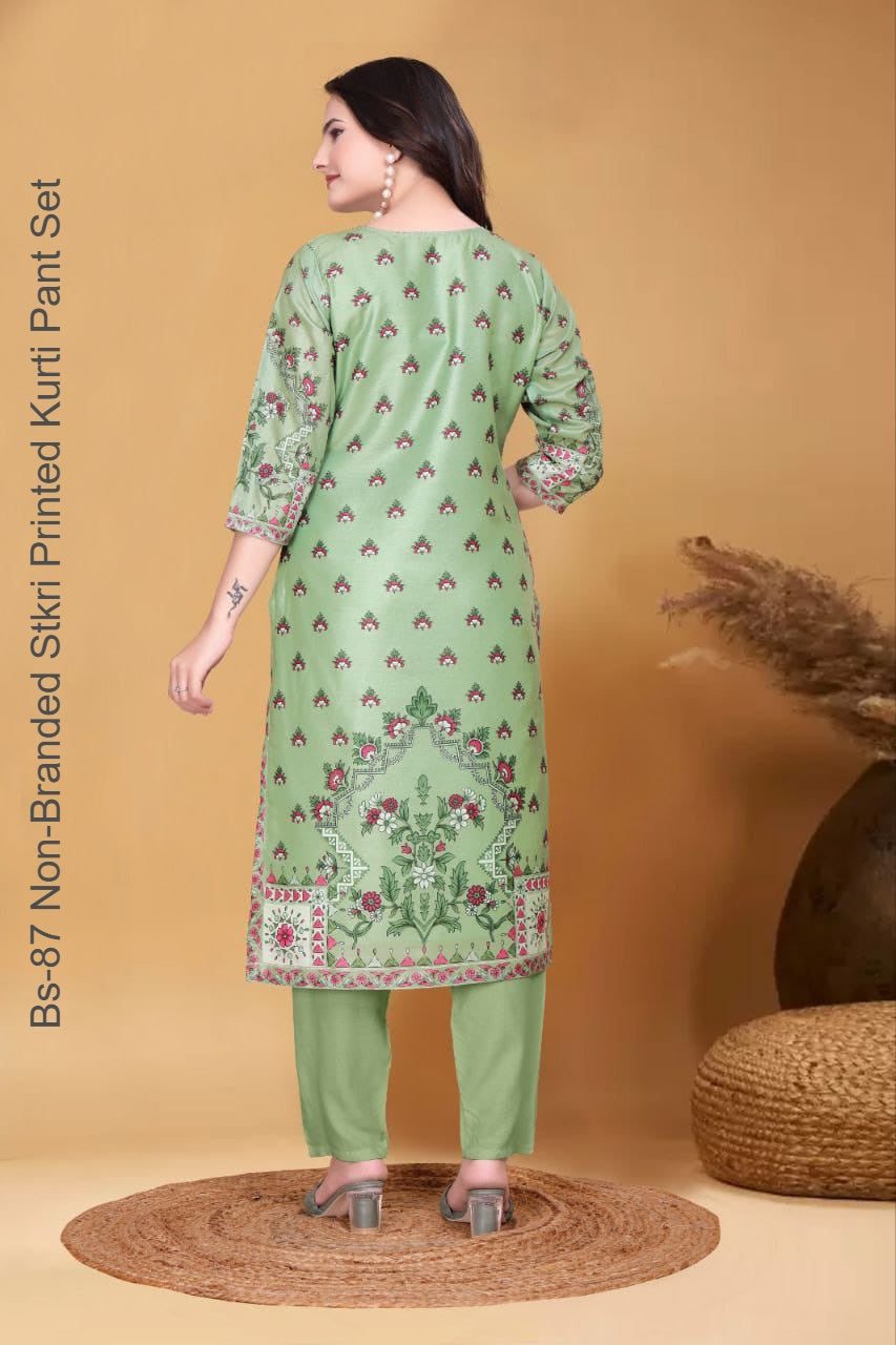Bs-87 Non-Branded Stkri Printed Kurti Pant Set