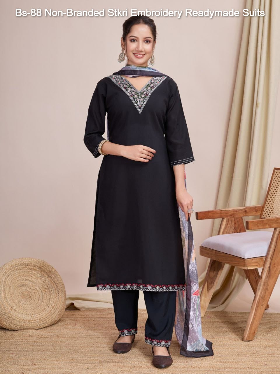 Bs-88 Non-Branded Stkri Embroidery Readymade Suits