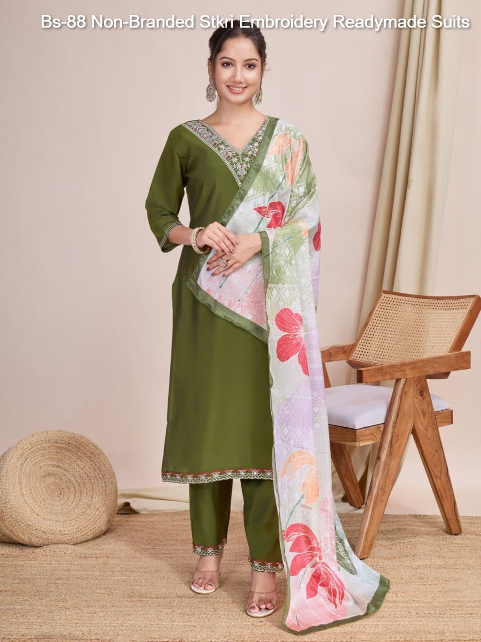 Bs-88 Non-Branded Stkri Embroidery Readymade Suits