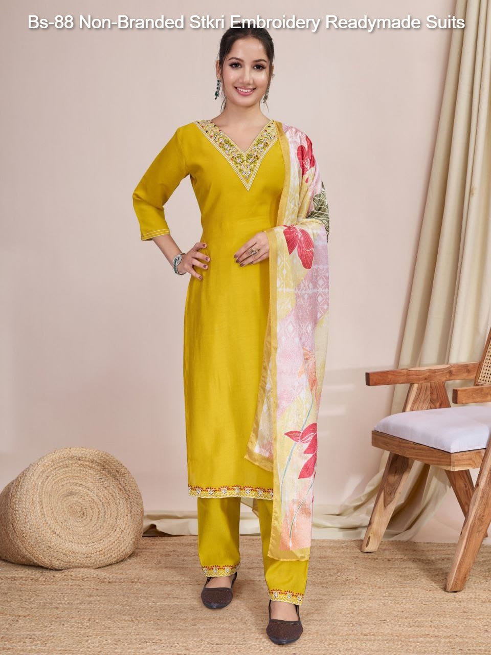 Bs-88 Non-Branded Stkri Embroidery Readymade Suits