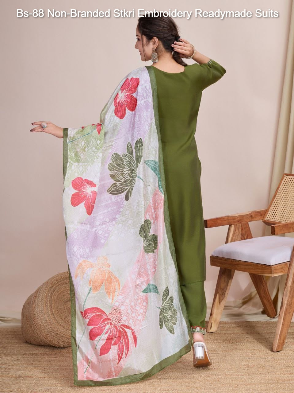 Bs-88 Non-Branded Stkri Embroidery Readymade Suits