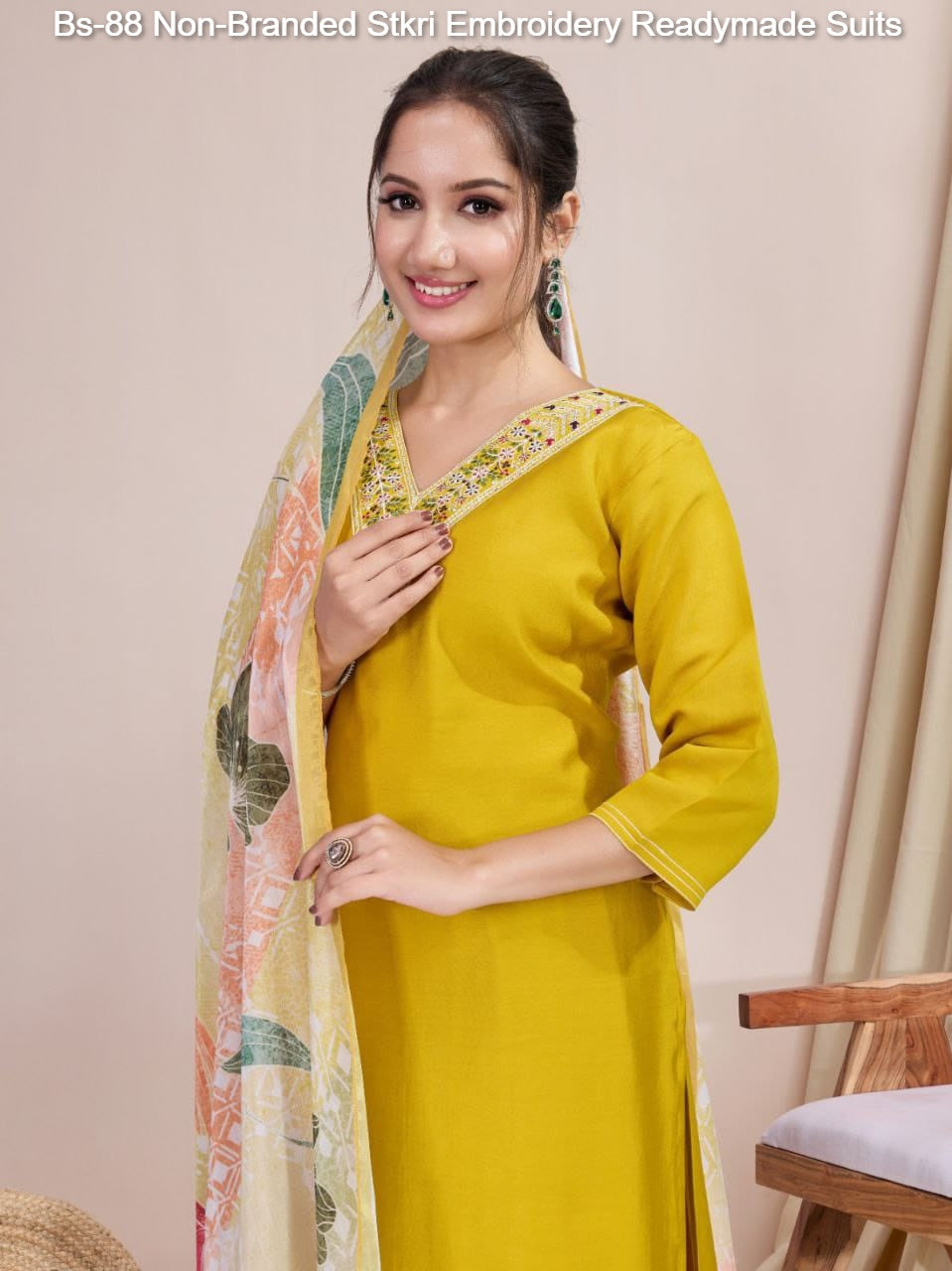 Bs-88 Non-Branded Stkri Embroidery Readymade Suits
