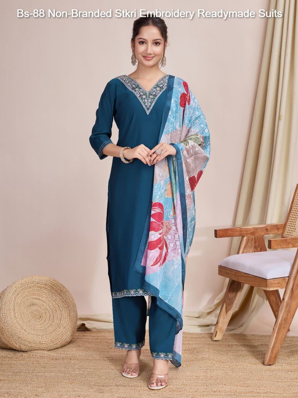 Bs-88 Non-Branded Stkri Embroidery Readymade Suits