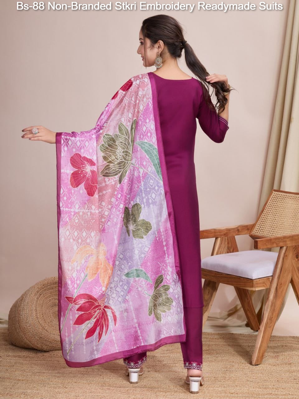 Bs-88 Non-Branded Stkri Embroidery Readymade Suits
