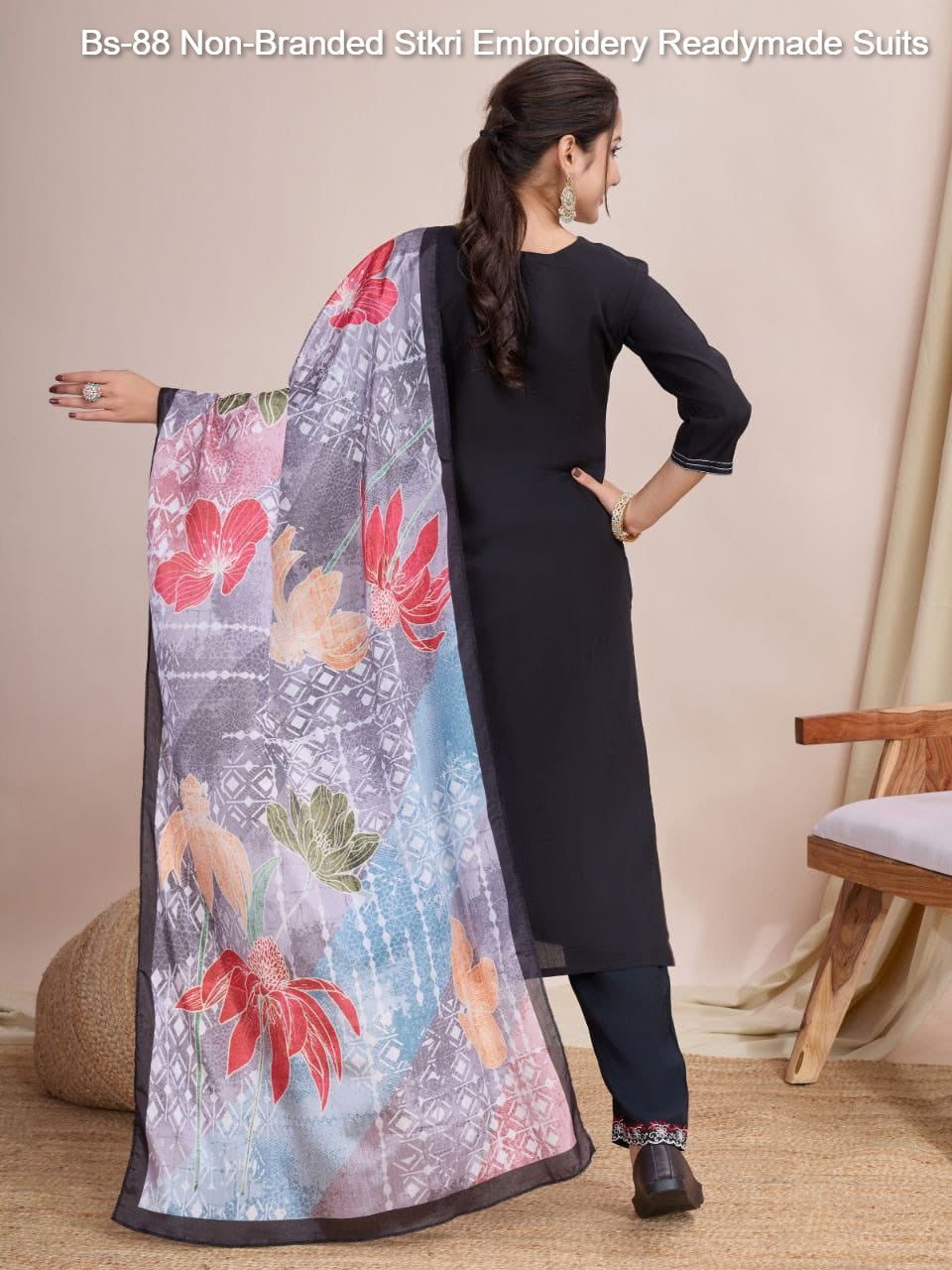 Bs-88 Non-Branded Stkri Embroidery Readymade Suits