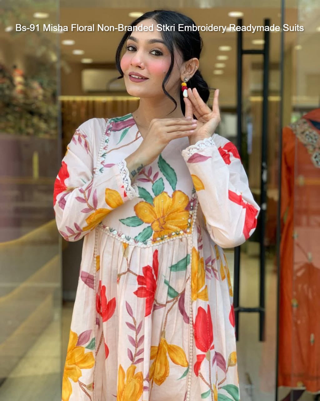 Bs-91 Misha Floral Non-Branded Stkri Embroidery Readymade Suits