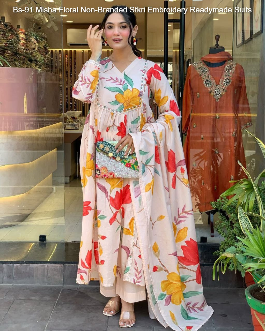 Bs-91 Misha Floral Non-Branded Stkri Embroidery Readymade Suits