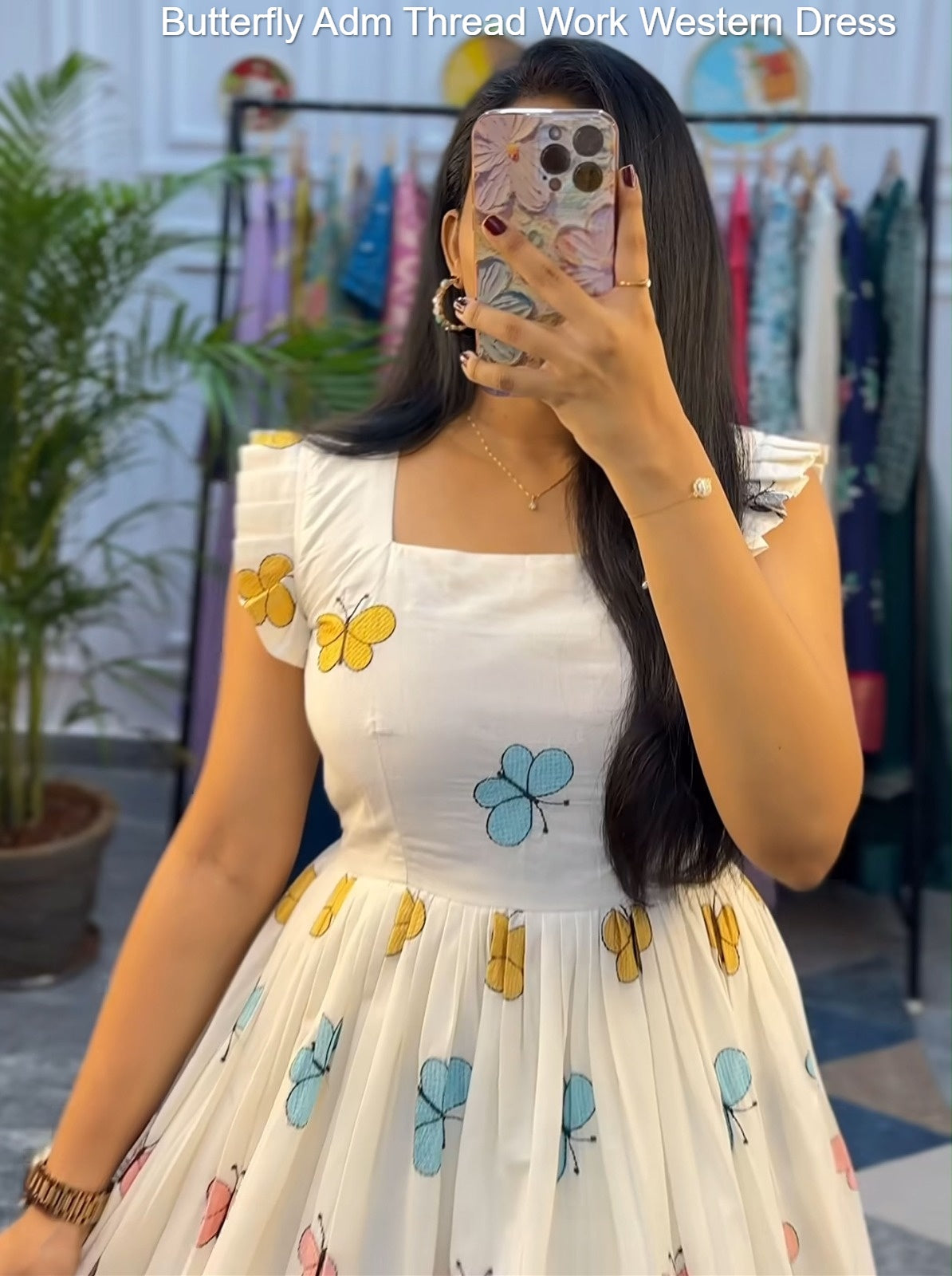 Butterfly Adm Thread Work Western Dress