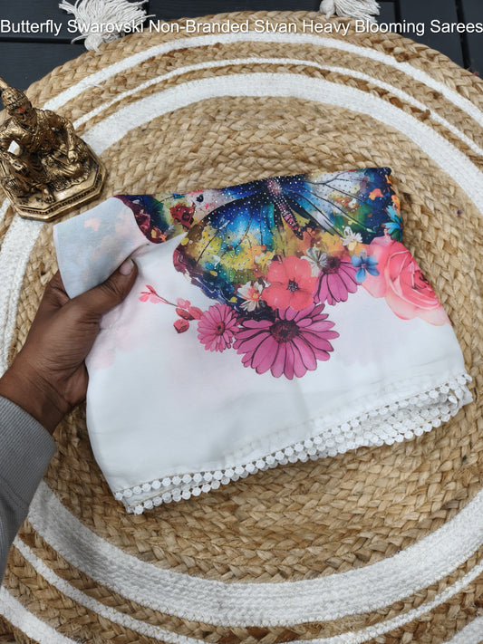 Butterfly Swarovski Non-Branded Stvan Heavy Blooming Sarees