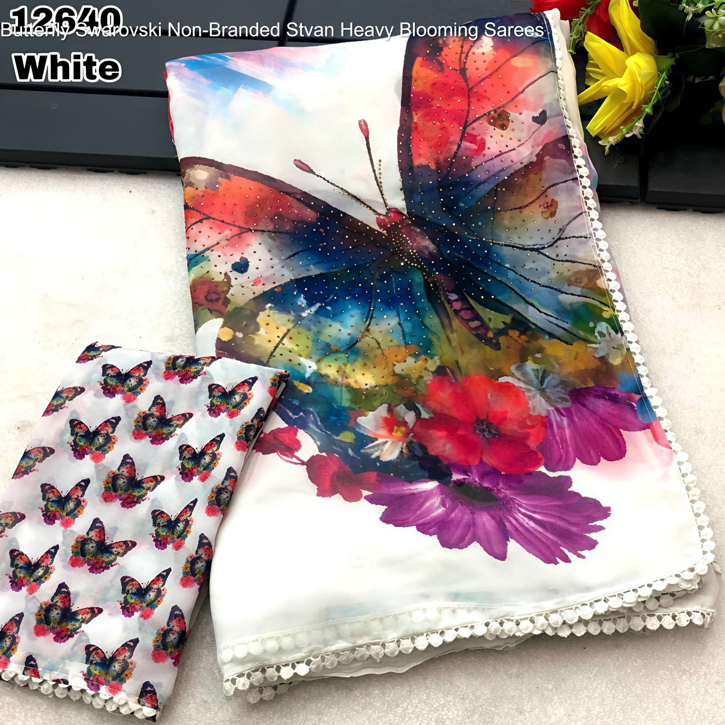 Butterfly Swarovski Non-Branded Stvan Heavy Blooming Sarees