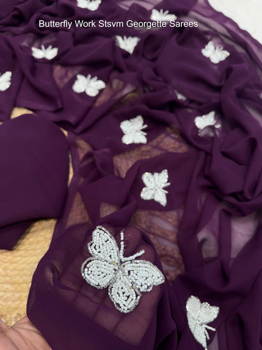 Butterfly Work Stsvm Georgette Sarees