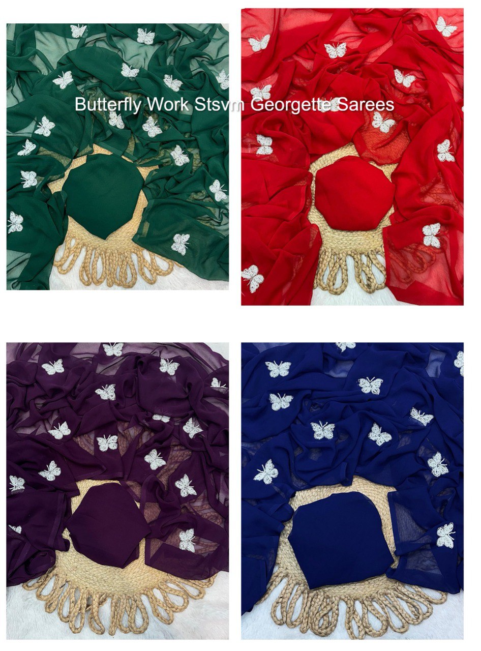 Butterfly Work Stsvm Georgette Sarees