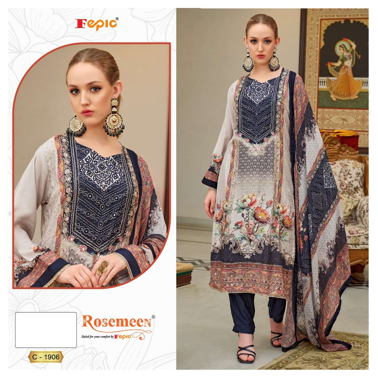 C-1906 Rosemeen Fepic Muslin Pakistani Salwar Suits