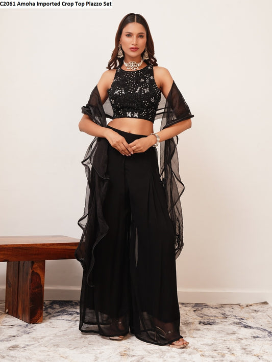 C2061 Amoha Imported Crop Top Plazzo Set