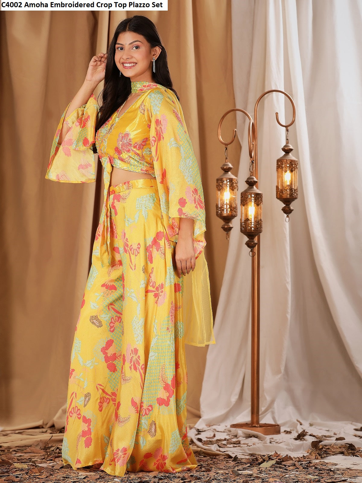 C4002 Amoha Embroidered Crop Top Plazzo Set