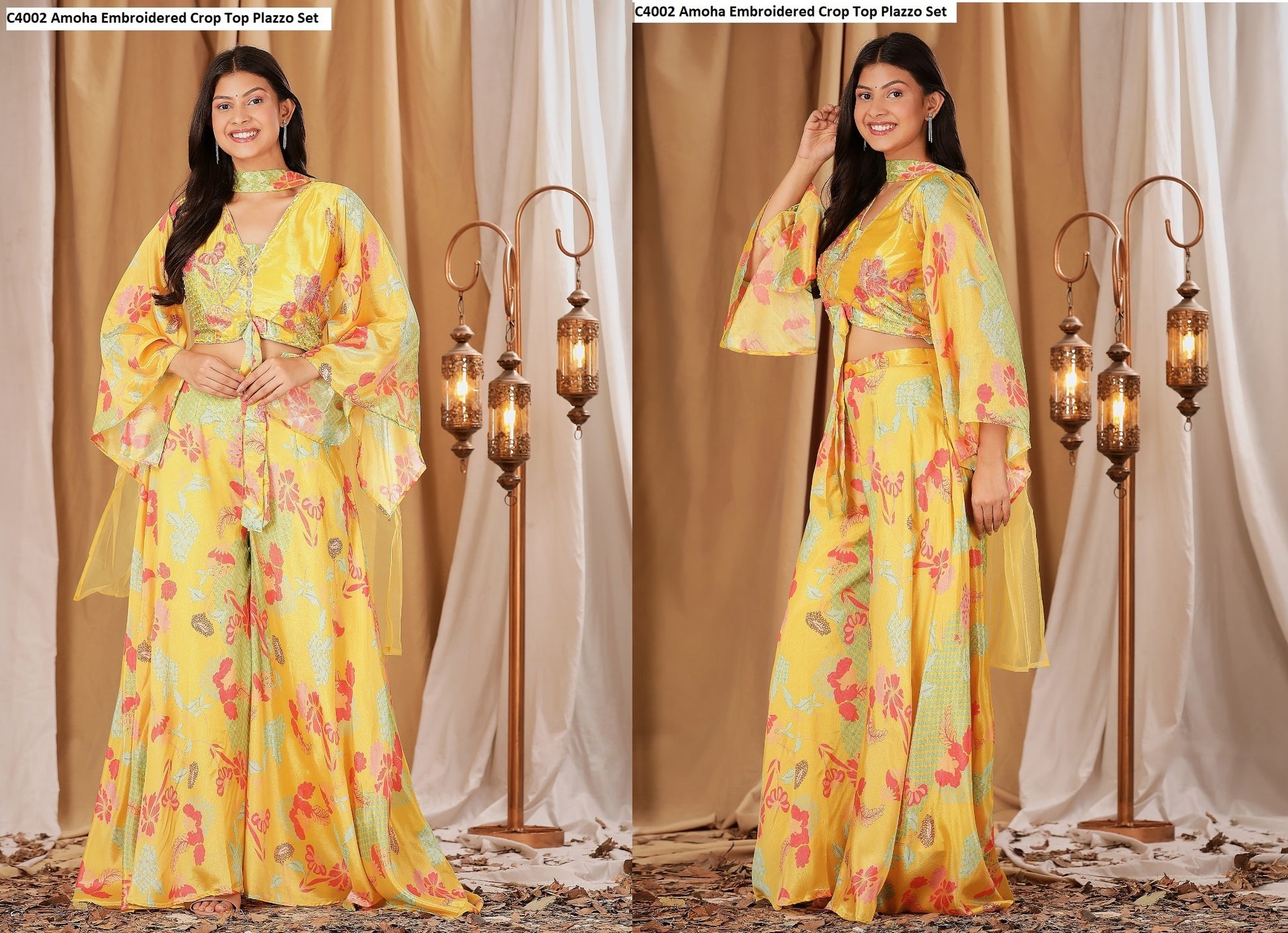 C4002 Amoha Embroidered Crop Top Plazzo Set