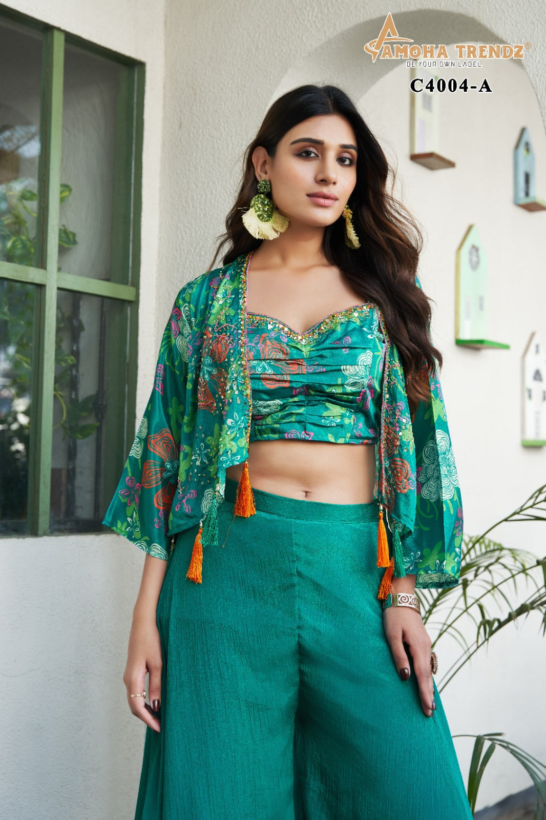C4004 Amoha Printed Crop Top Plazzo Set