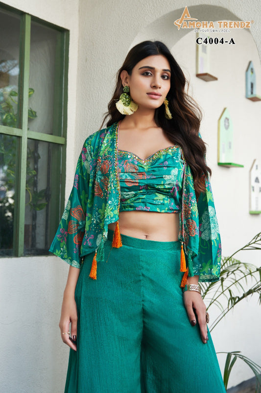 C4004 Amoha Printed Crop Top Plazzo Set