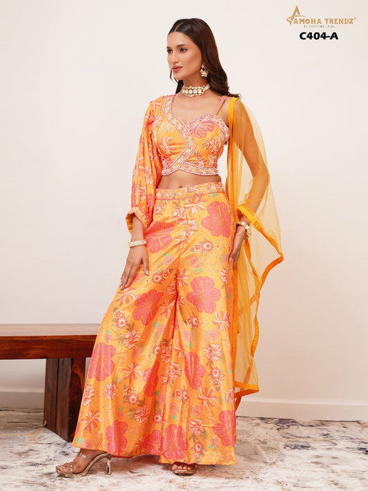 C404A Amoha Handwork Crop Top Plazzo Set