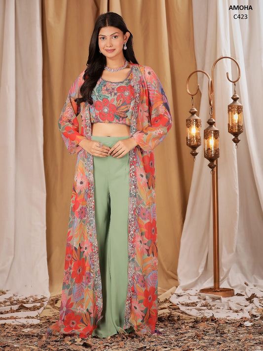 C423 Amoha Embroidered Indowestern Pair