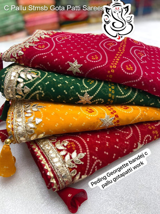 C Pallu Stmsb Gota Patti Sarees