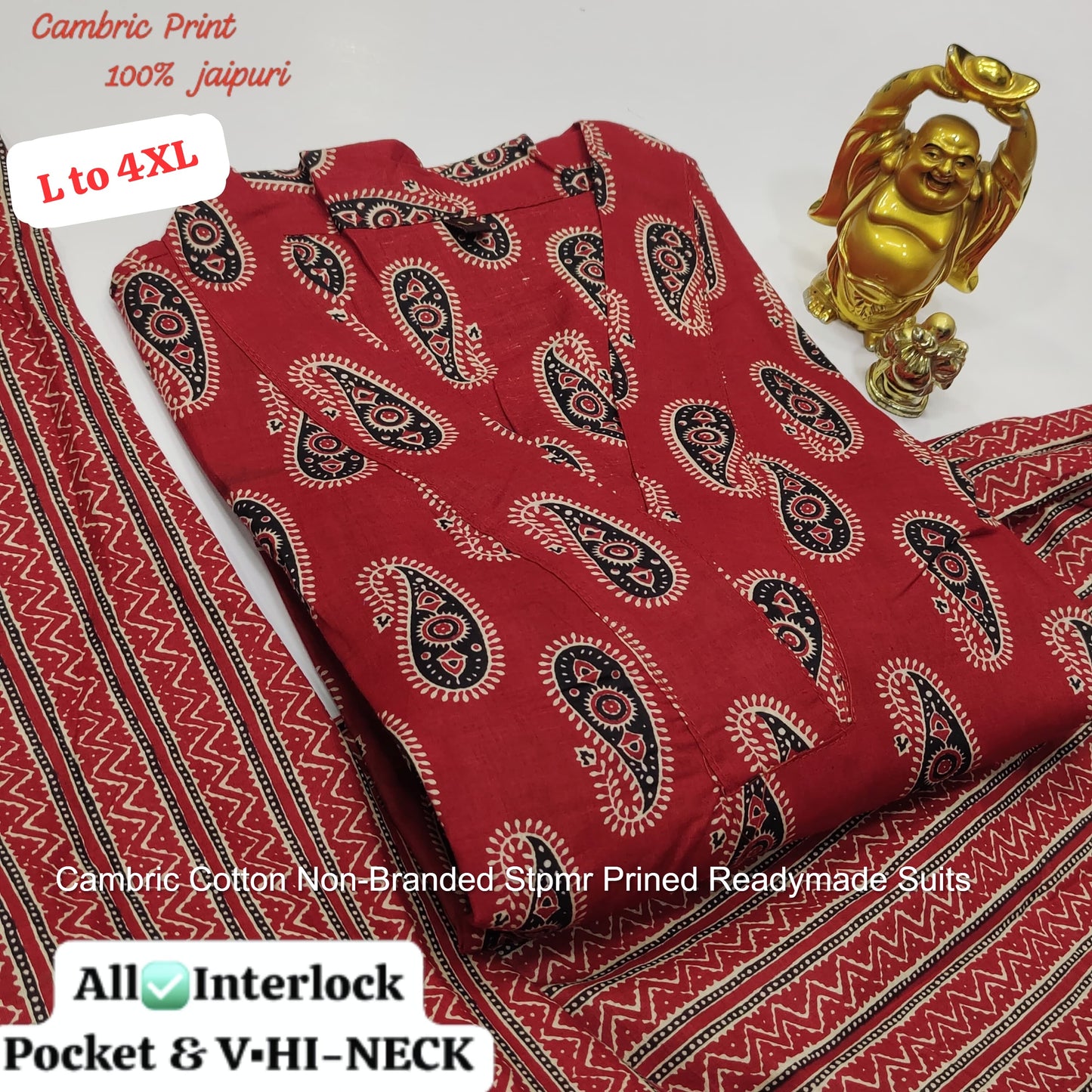 Cambric Cotton Non-Branded Stpmr Prined Readymade Suits