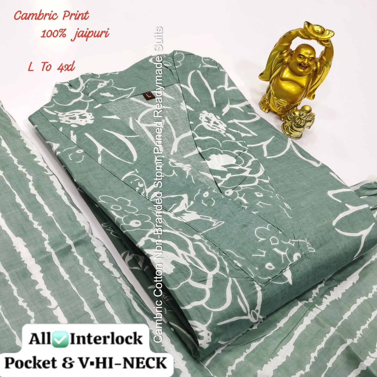 Cambric Cotton Non-Branded Stpmr Prined Readymade Suits