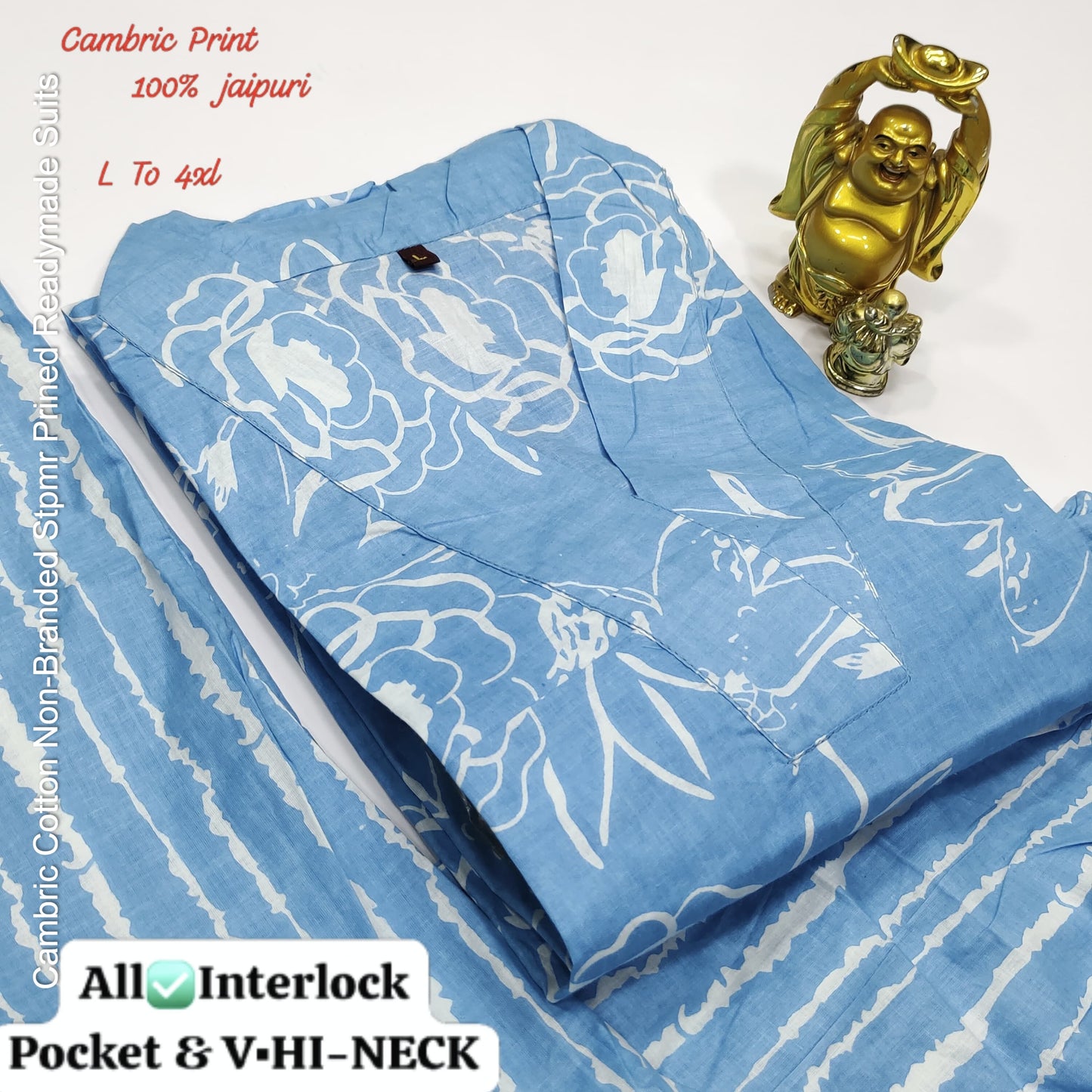Cambric Cotton Non-Branded Stpmr Prined Readymade Suits