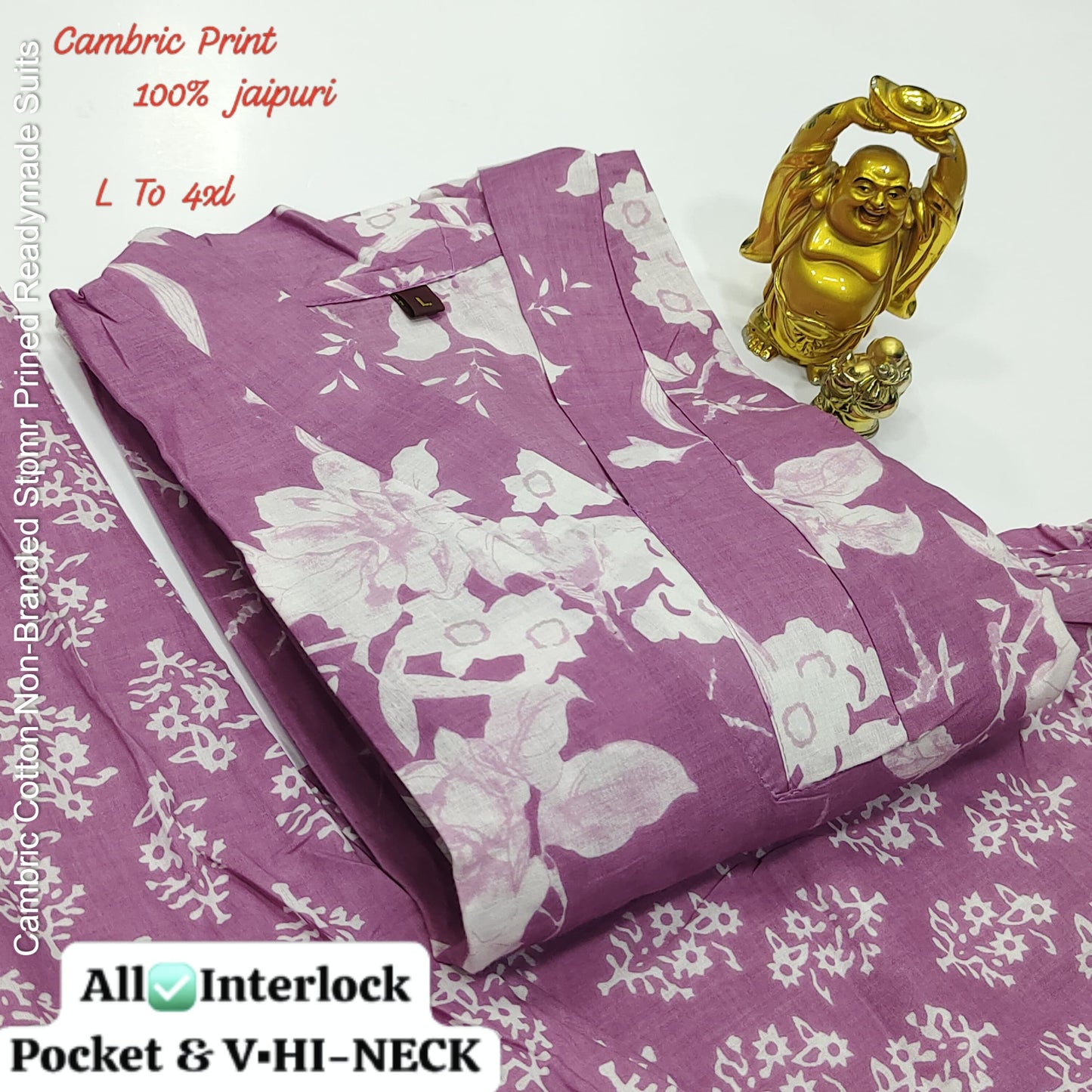 Cambric Cotton Non-Branded Stpmr Prined Readymade Suits