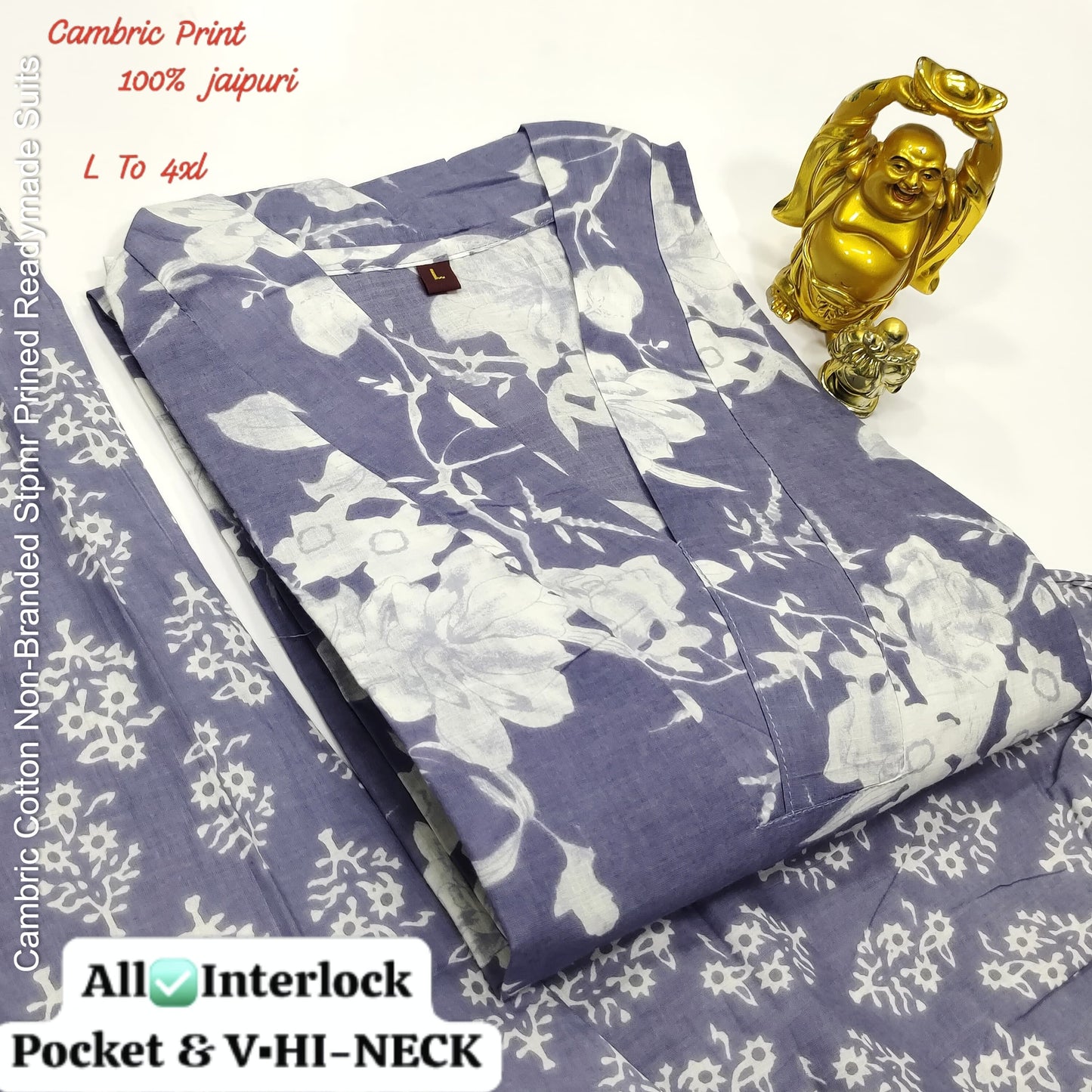 Cambric Cotton Non-Branded Stpmr Prined Readymade Suits