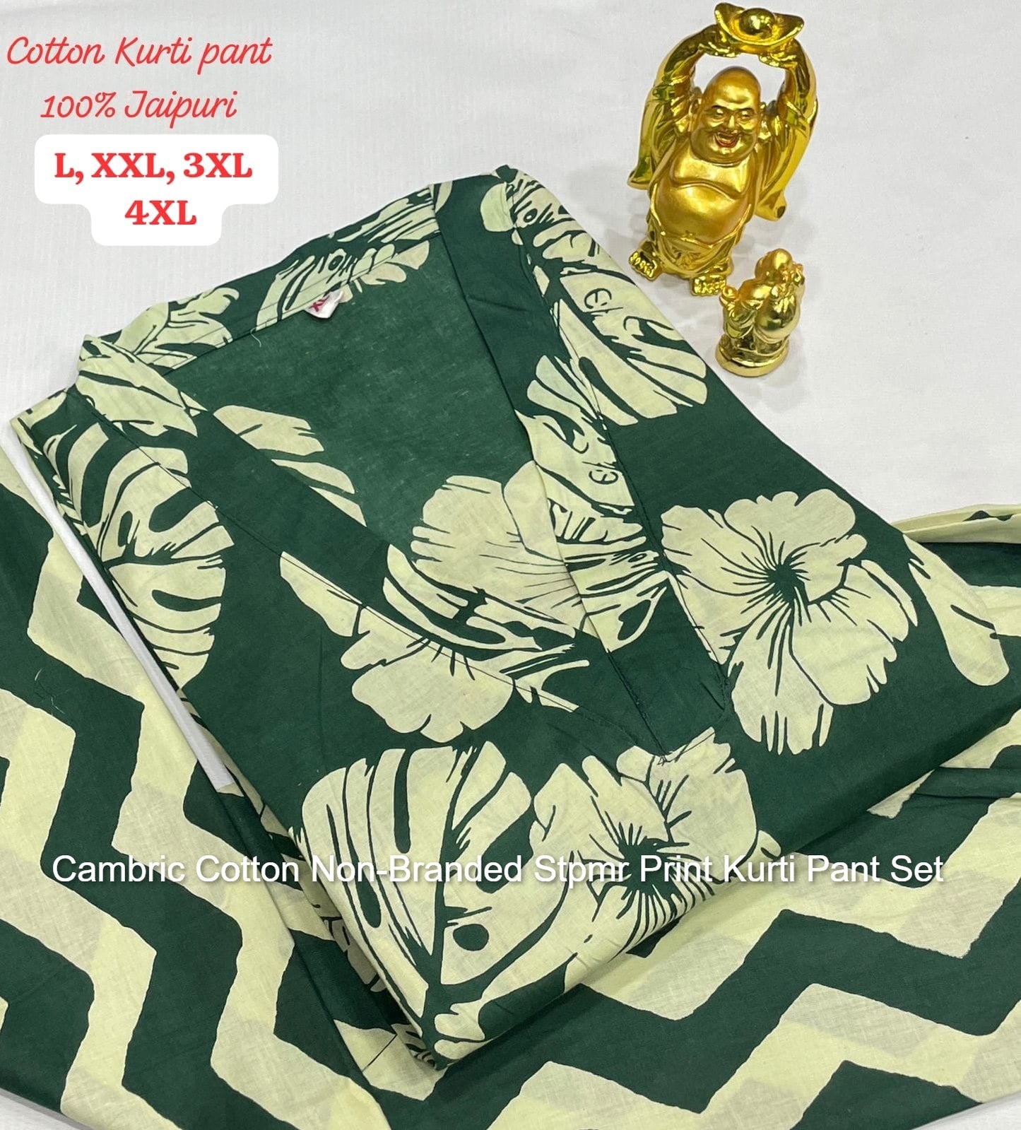 Cambric Cotton Non-Branded Stpmr Print Kurti Pant Set