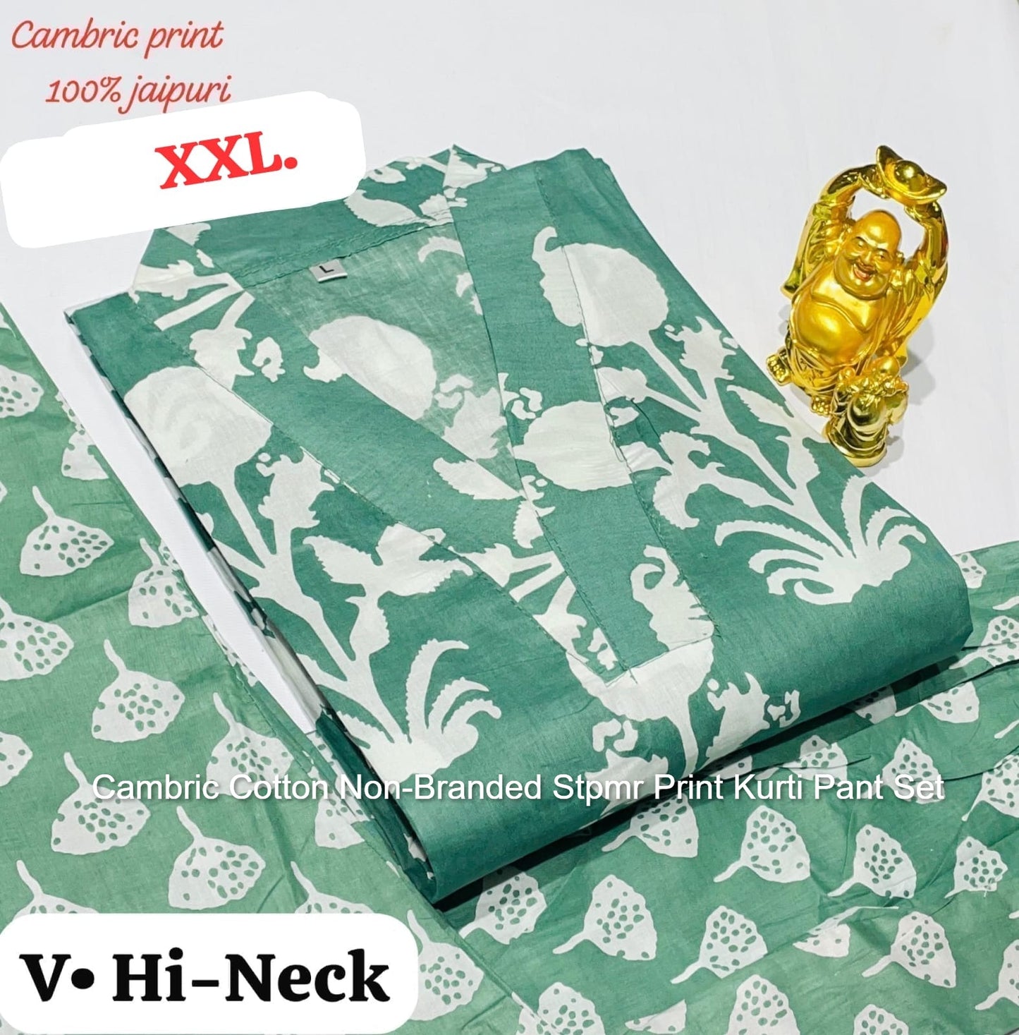 Cambric Cotton Non-Branded Stpmr Print Kurti Pant Set