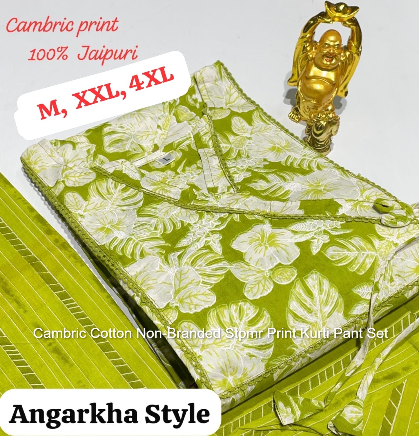 Cambric Cotton Non-Branded Stpmr Print Kurti Pant Set