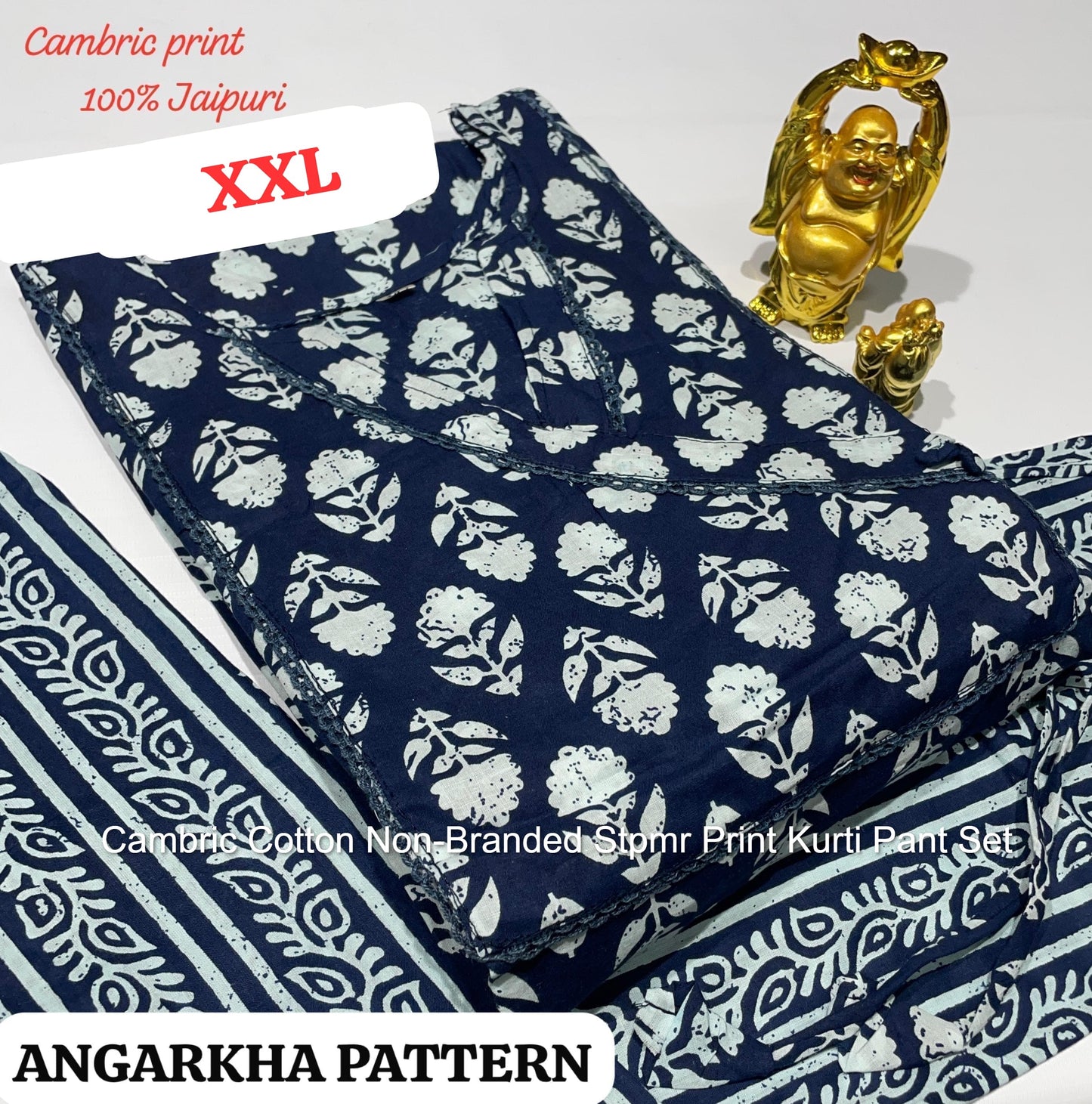 Cambric Cotton Non-Branded Stpmr Print Kurti Pant Set
