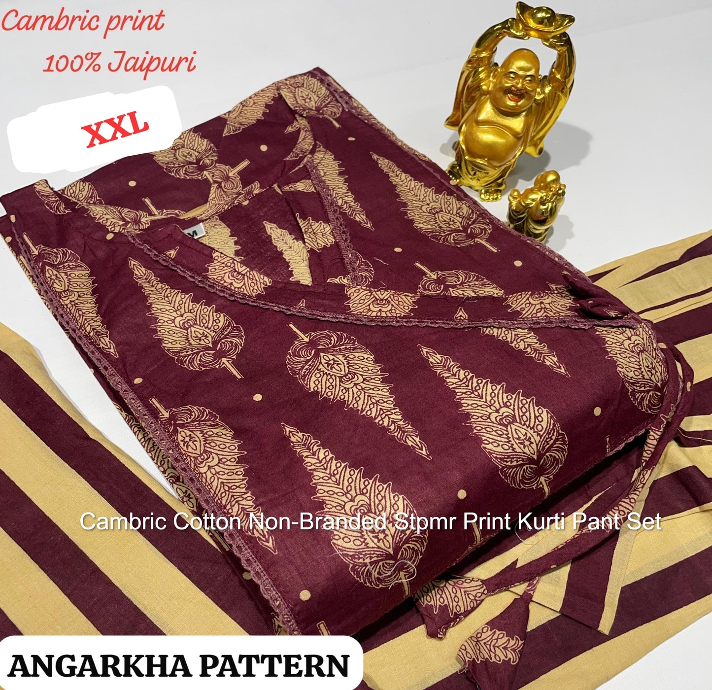 Cambric Cotton Non-Branded Stpmr Print Kurti Pant Set