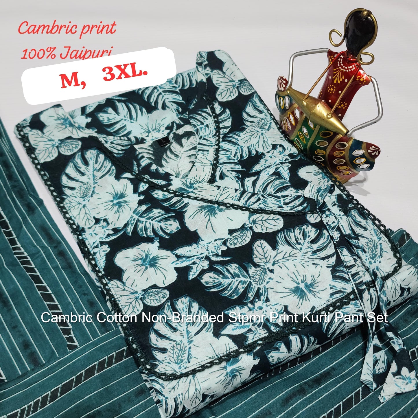 Cambric Cotton Non-Branded Stpmr Print Kurti Pant Set