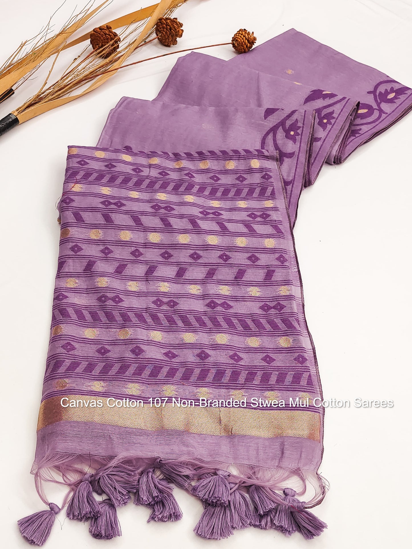 Canvas Cotton 107 Non-Branded Stwea Mul Cotton Sarees