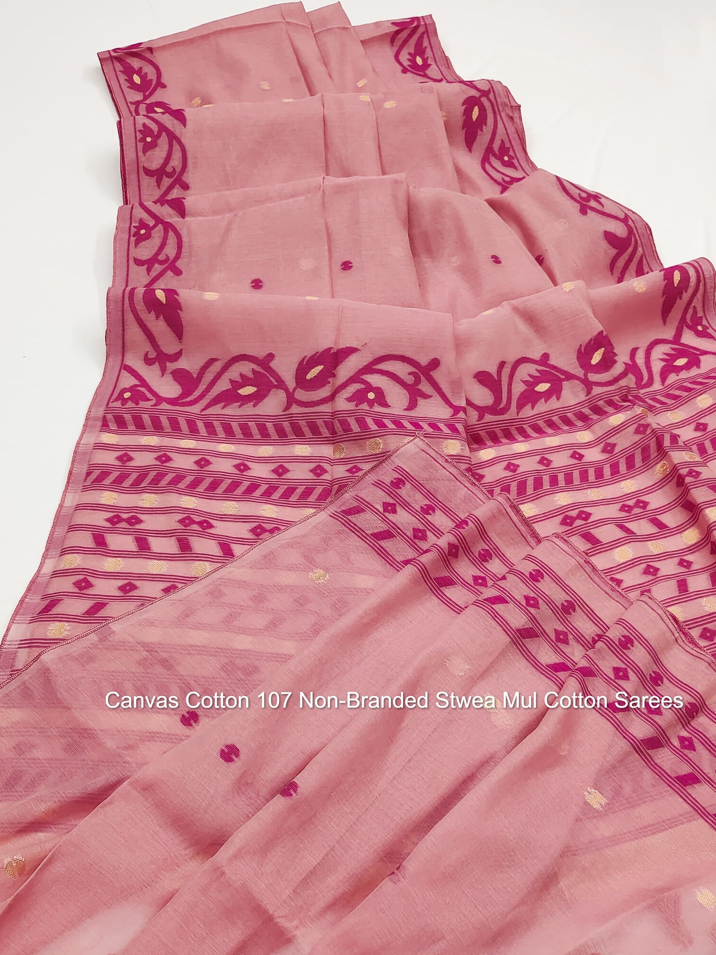 Canvas Cotton 107 Non-Branded Stwea Mul Cotton Sarees